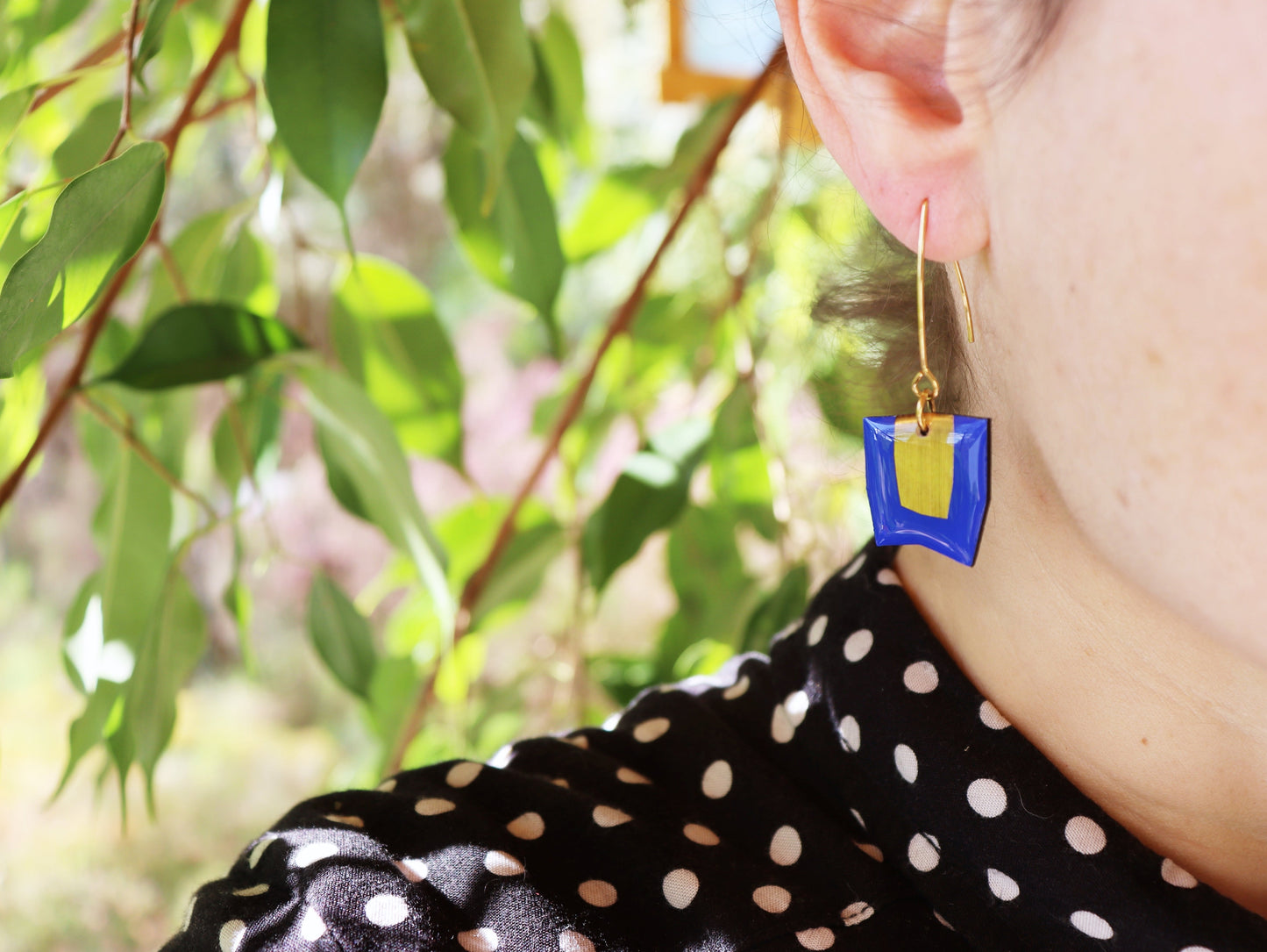 CONNIE NO.1 in vibrant red and lush gold / upcycled chic earrings