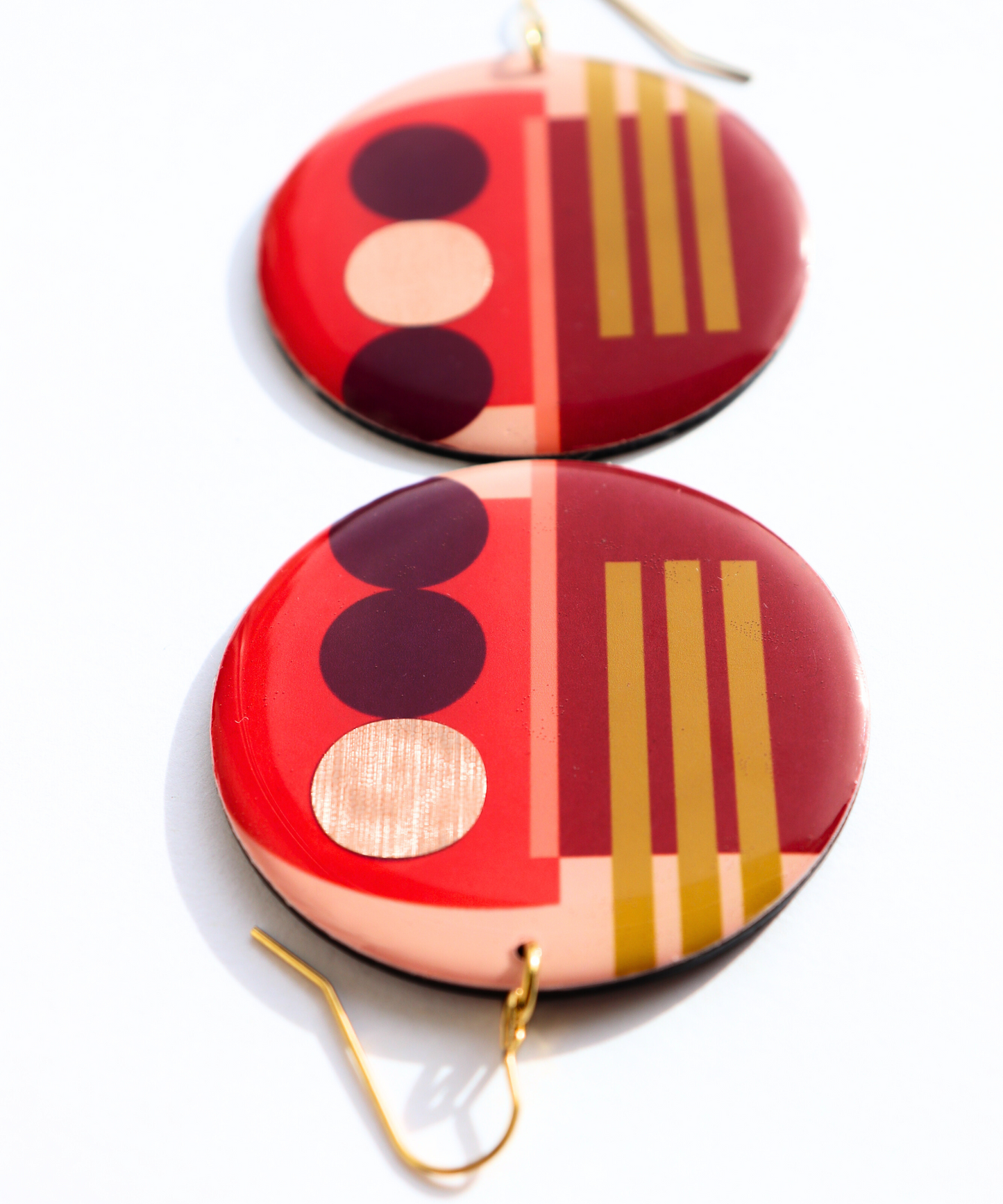 THEA NO. 1 in red, green, copper / eco conscious upcycled earrings