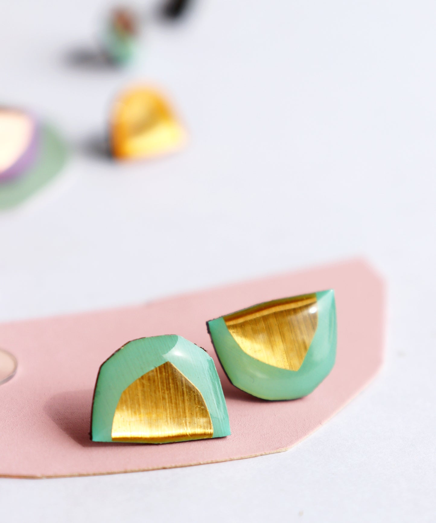 MACY studs in mint & gold
