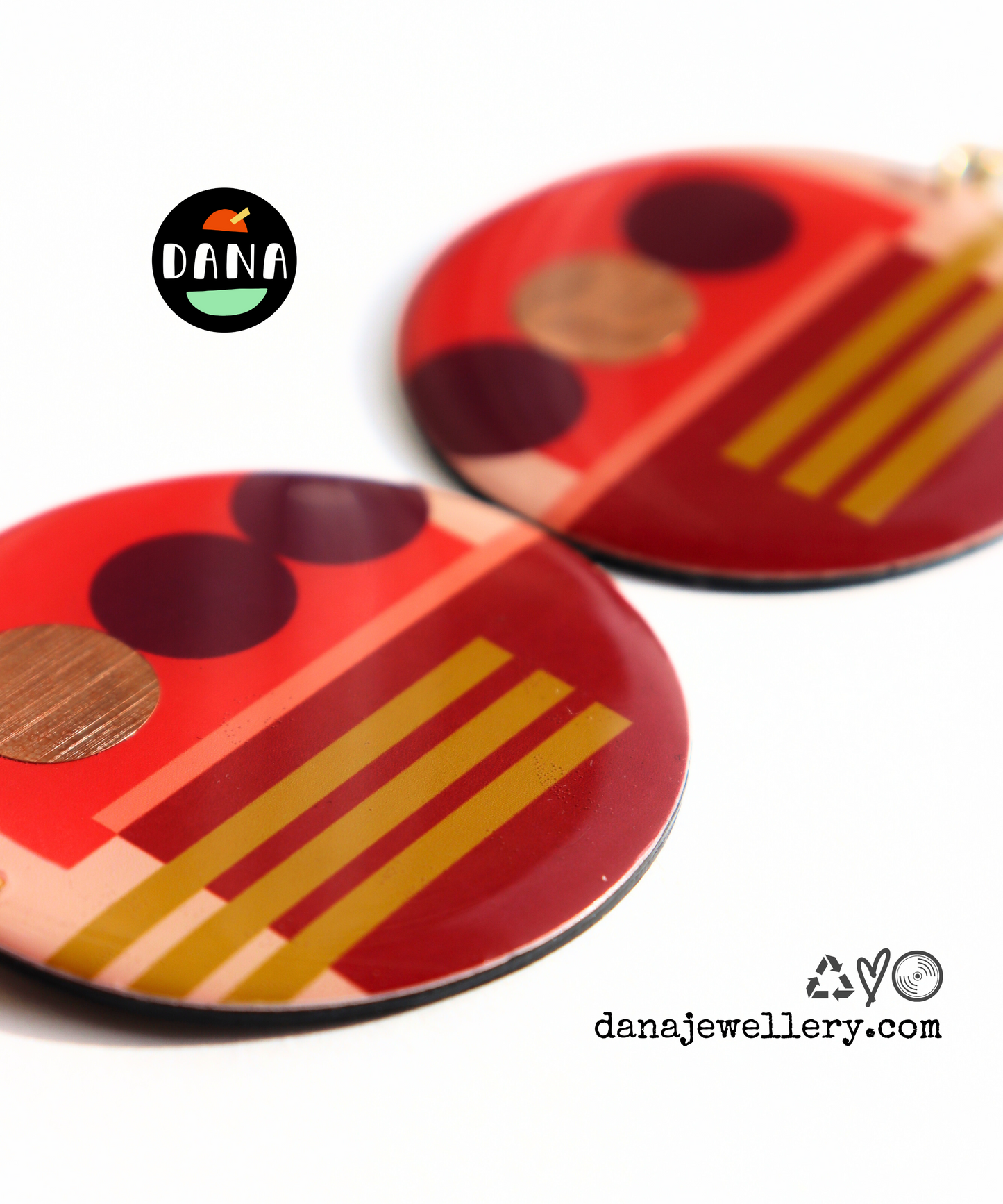THEA NO. 1 in red, green, copper / eco conscious upcycled earrings
