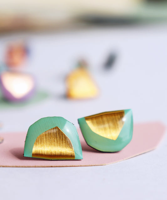 MACY studs in mint & gold