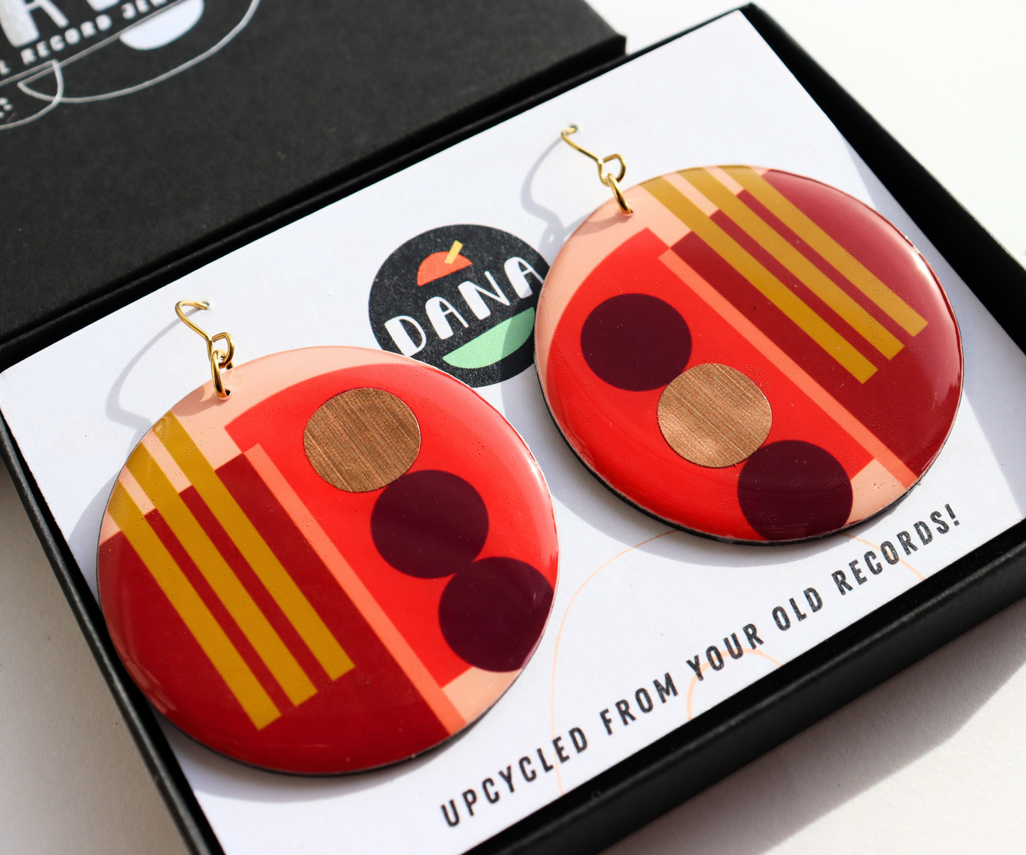 THEA NO. 1 in red, green, copper / eco conscious upcycled earrings
