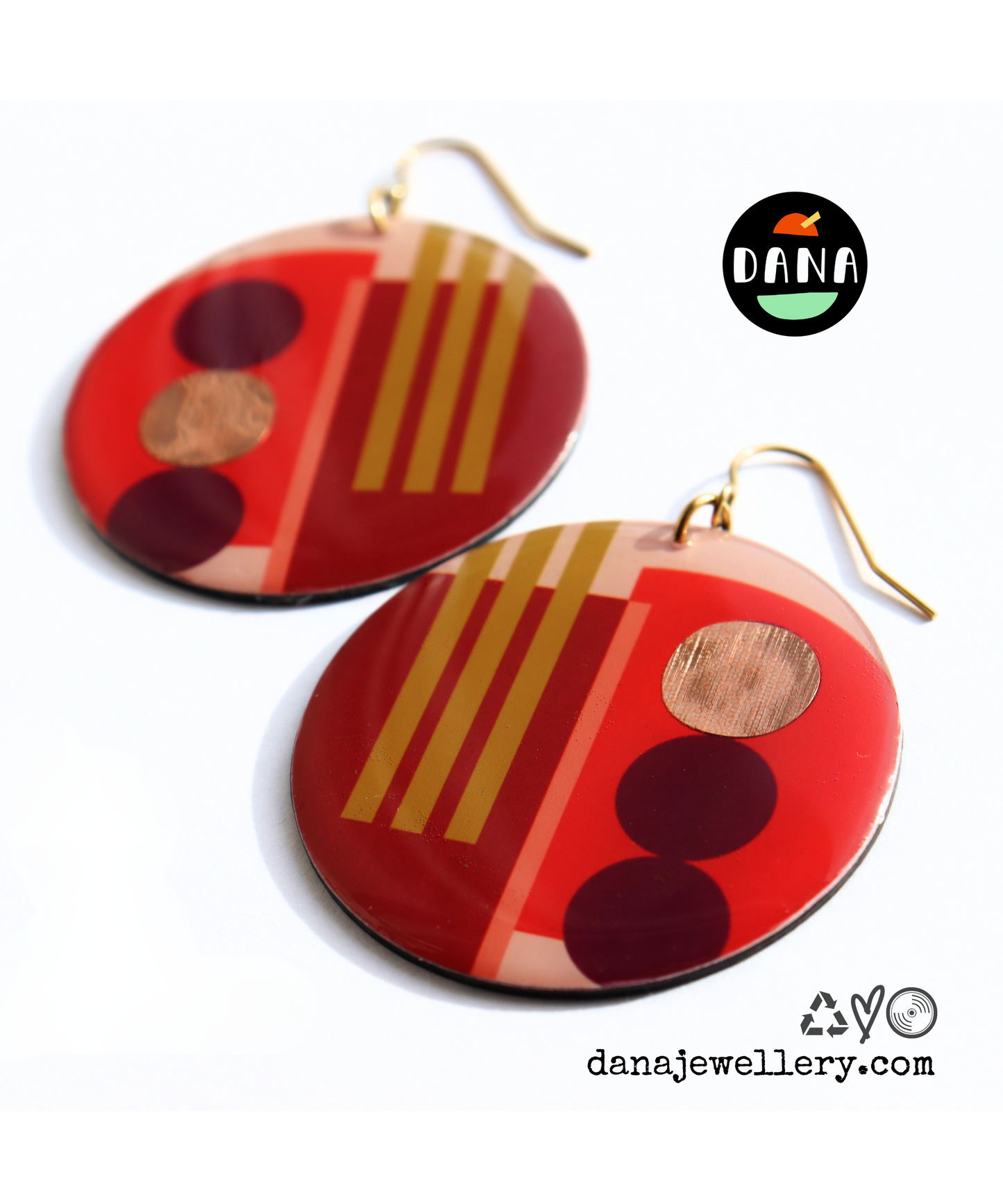 THEA NO. 1 in red, green, copper / eco conscious upcycled earrings