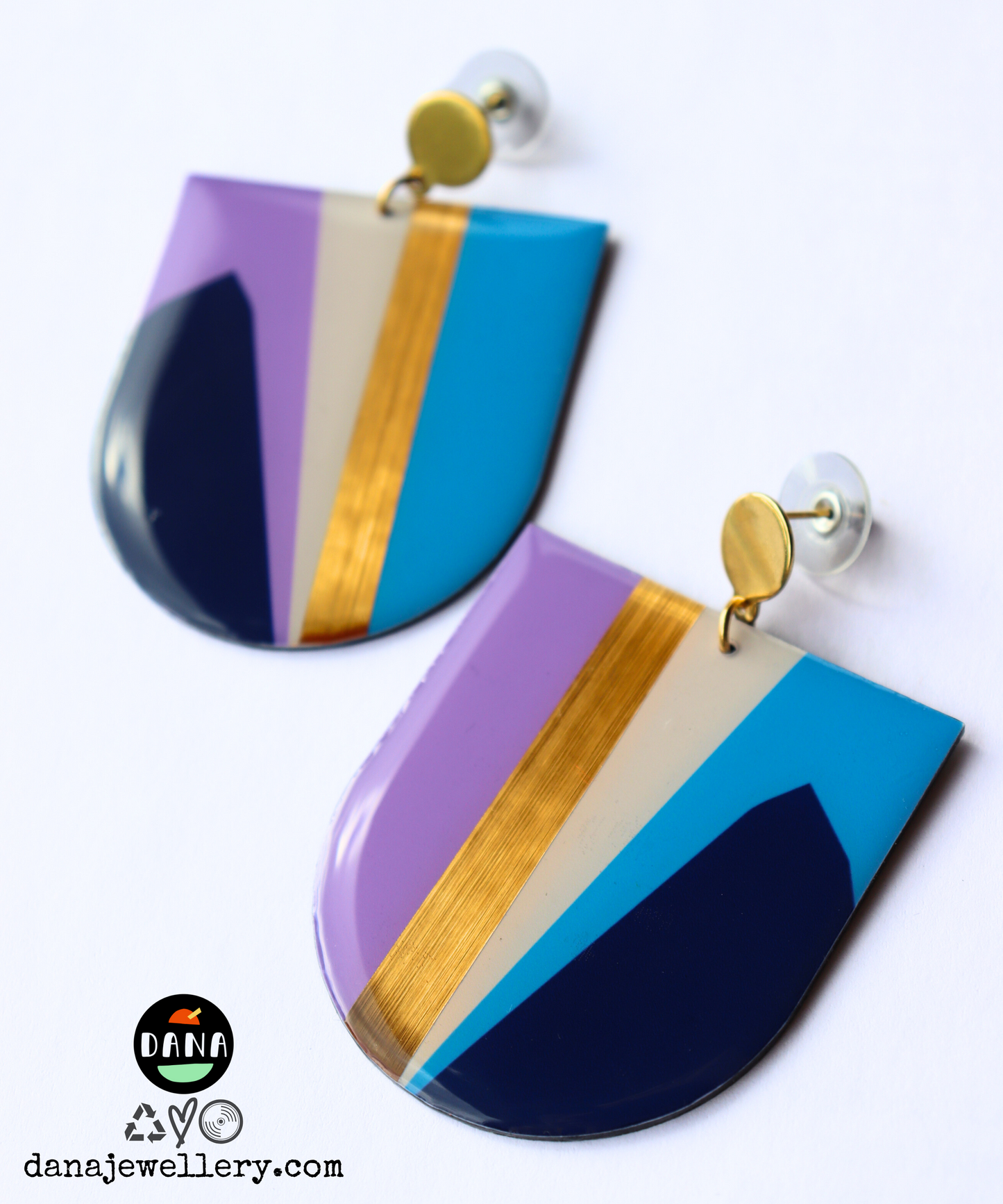 NIKKI NO.3 / contemporary upcycled vinyl record earrings