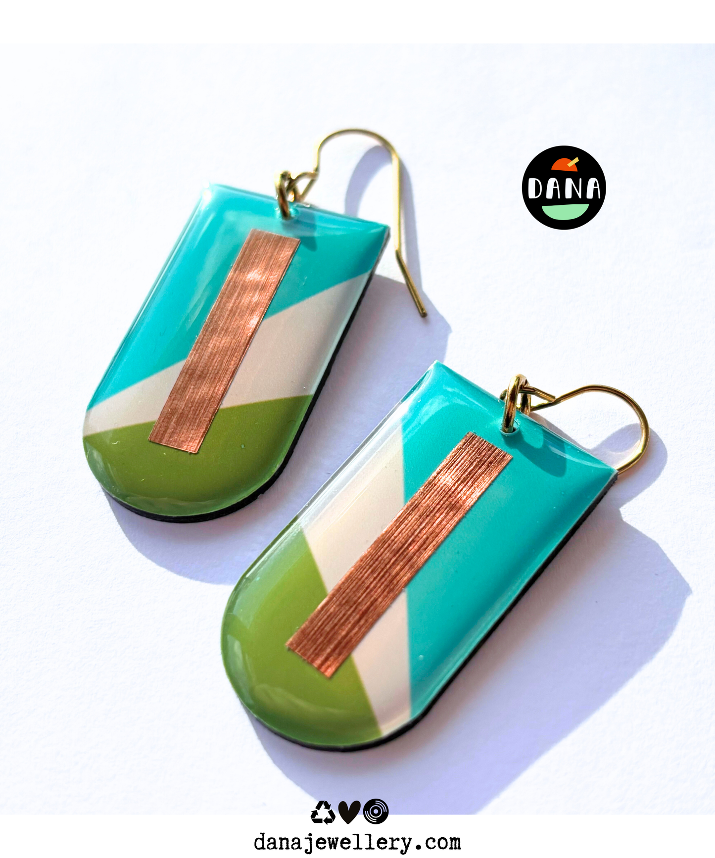NINA in apple green, turquoise, copper / mid-century modern vibe