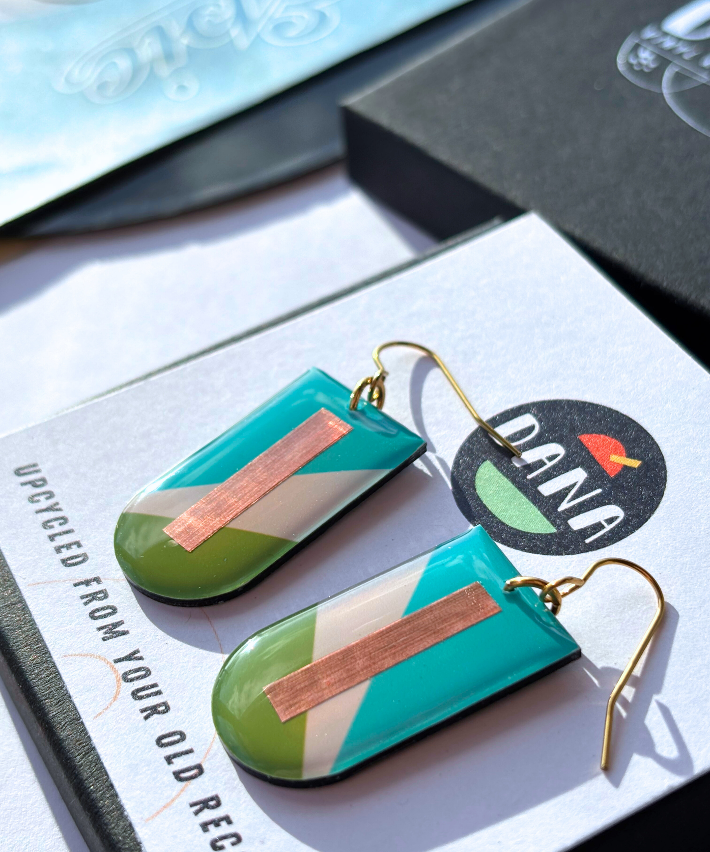 NINA in apple green, turquoise, copper / mid-century modern vibe