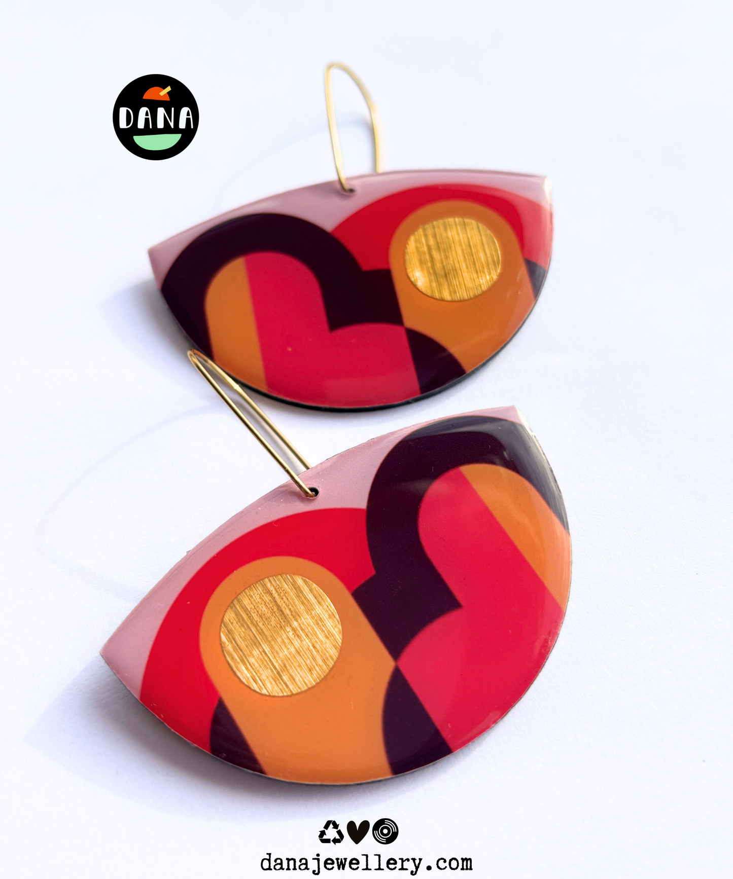 LOLA NO.2 in warm tones of orange, pink, plum and a gold pop