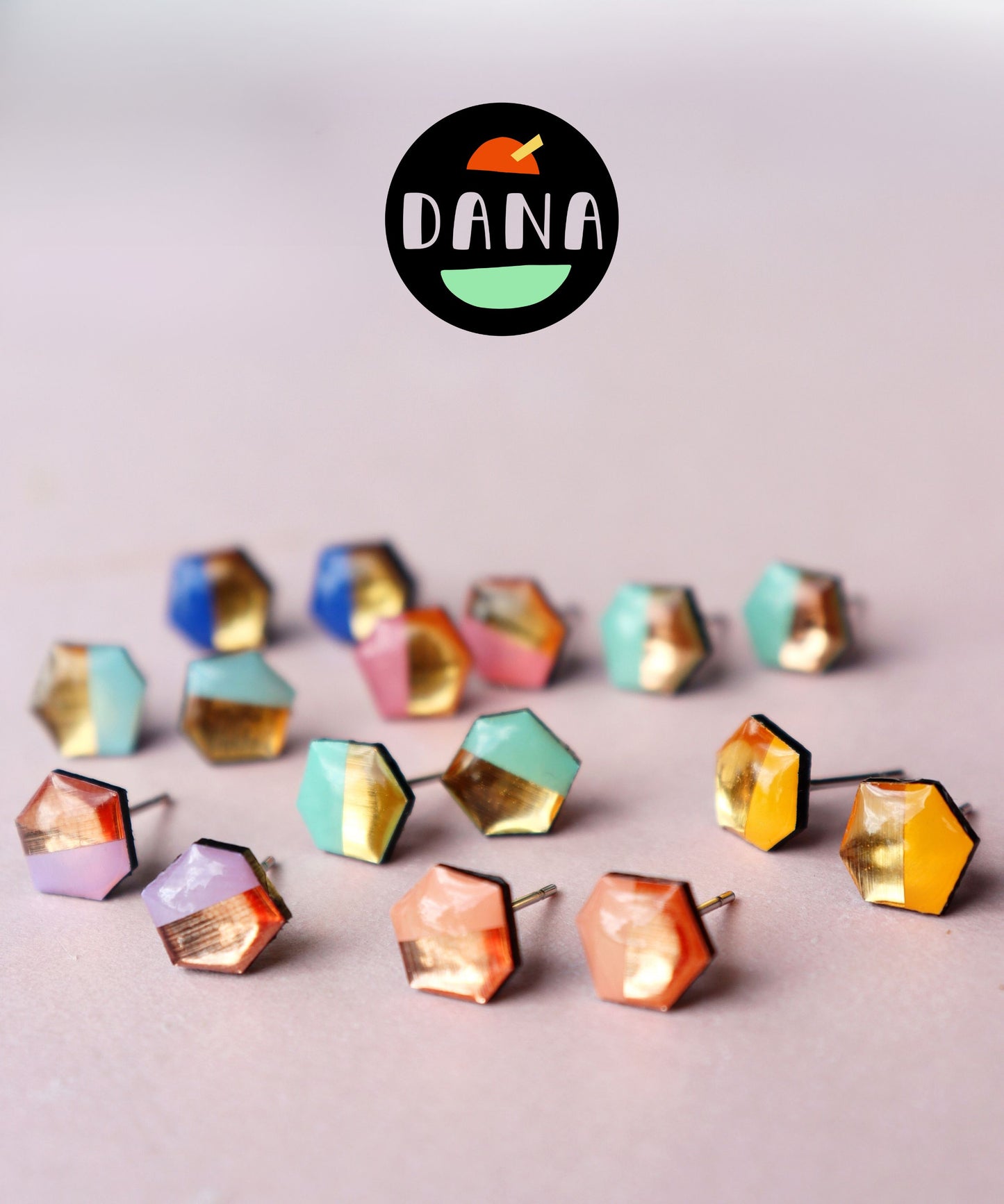 THE NUGGETS studs in 8 colours with metallic detail
