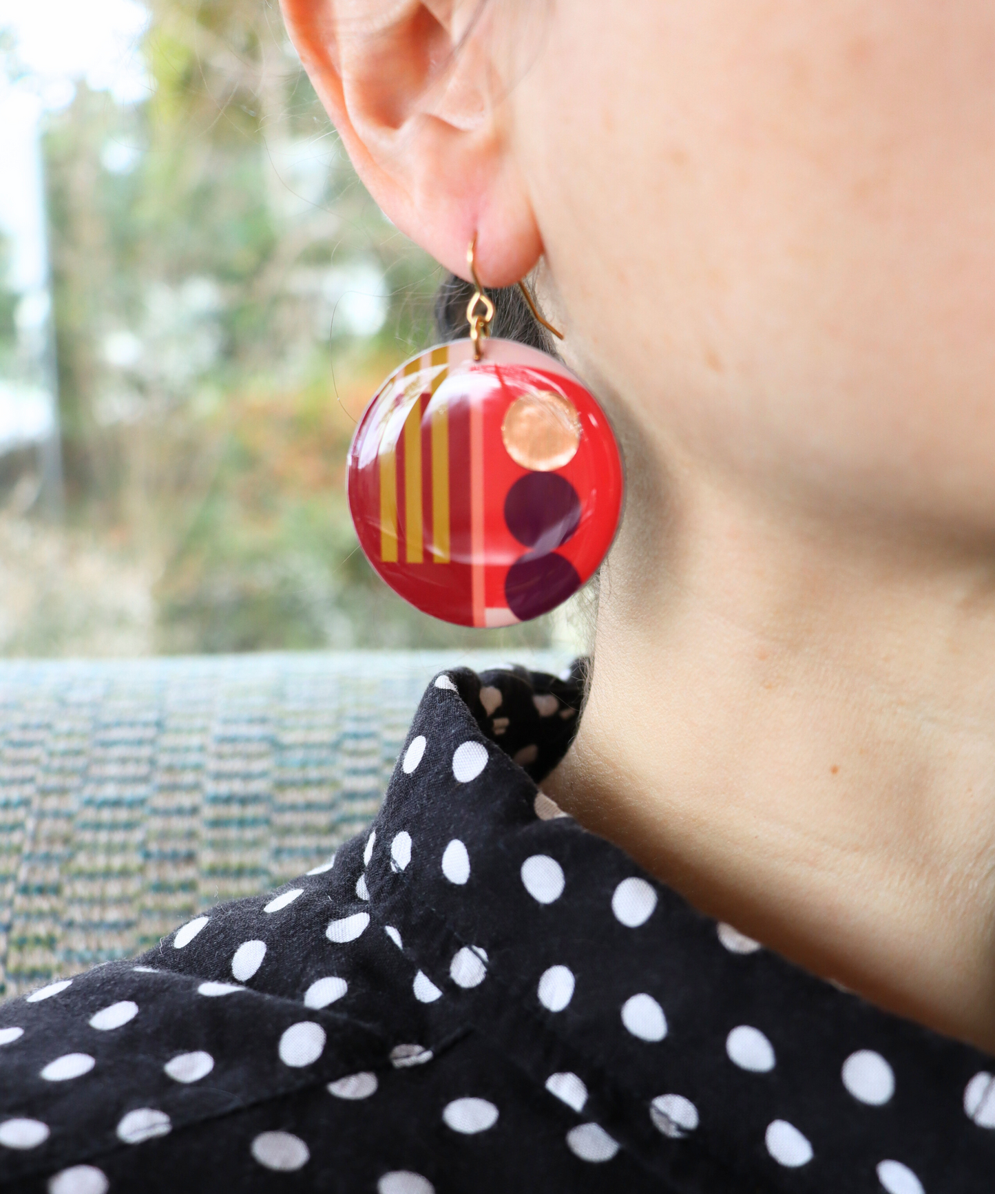THEA NO. 1 in red, green, copper / eco conscious upcycled earrings