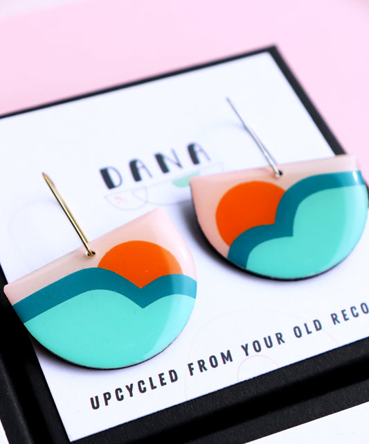 SUZY NO.1 in turquoise, teal & orange / graphic modern upcycled design