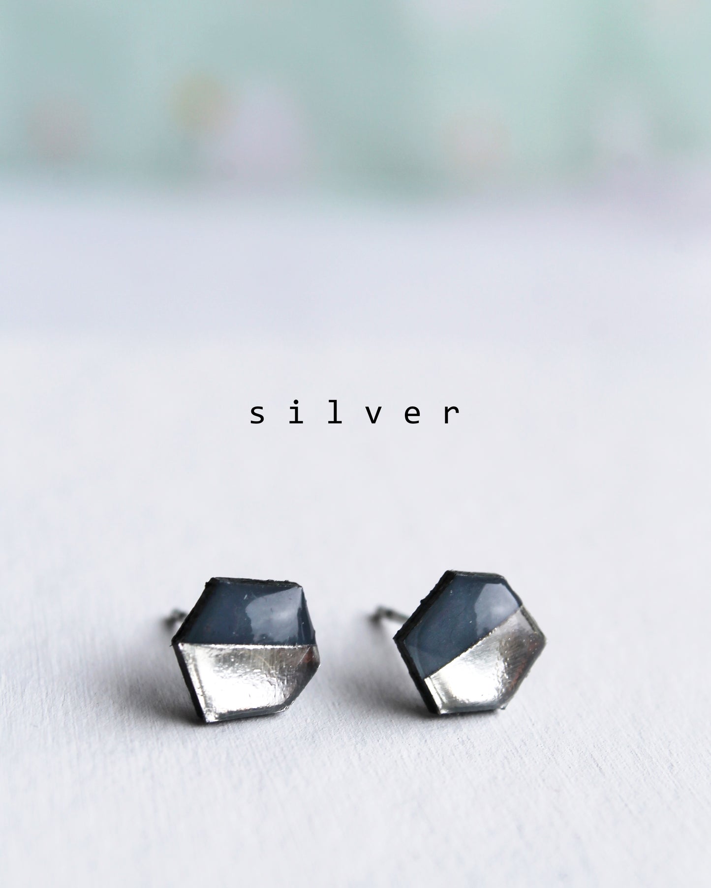 THE NUGGET STUDS in deep blue grey / gold, silver, or copper