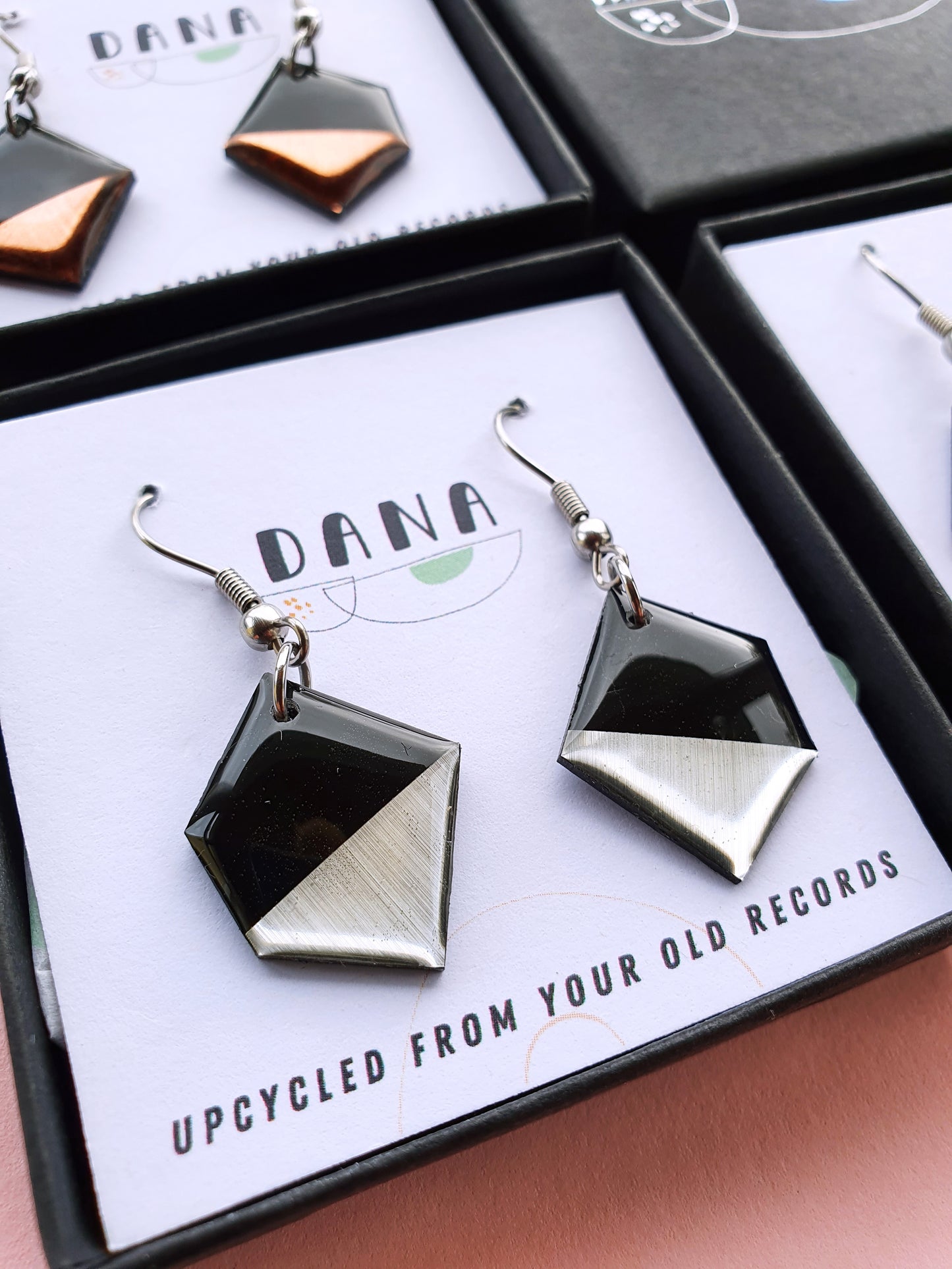 30% OFF The NUGGETS / 2x silver left / upcycled vinyl record earrings