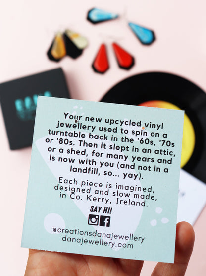 30% off bold graphic earrings in teal green & gold | Irish made earrings