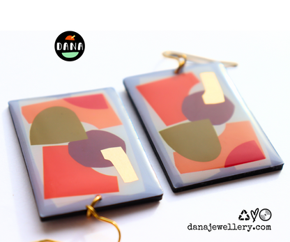 30% OFF Art on your ears / abstract contemporary upcycled vinyl record earrings