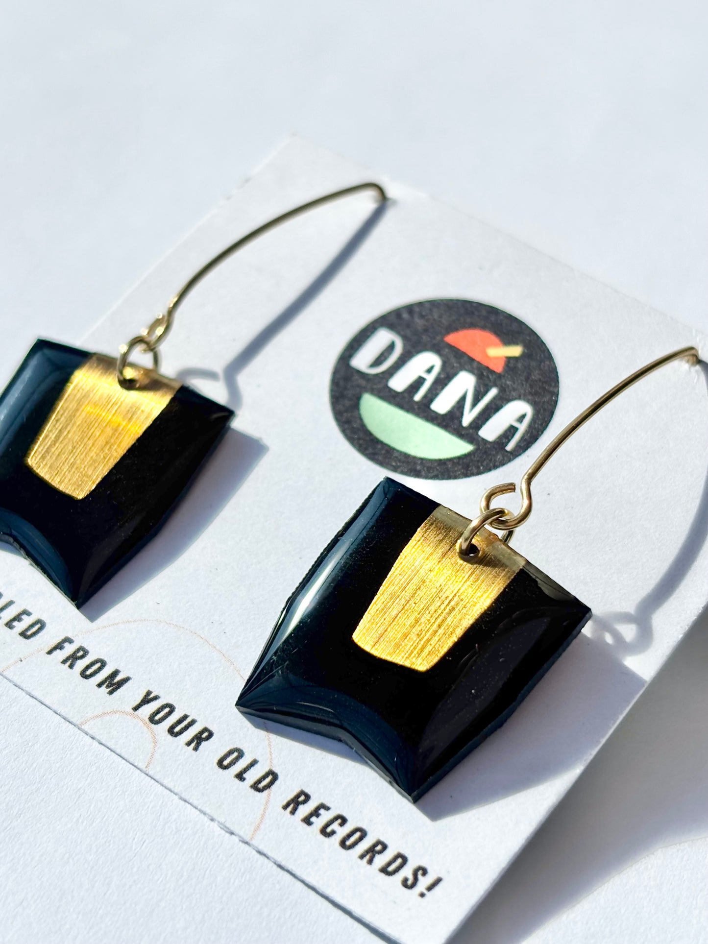 30% OFF Connie in black and gold / upcycled chic earrings