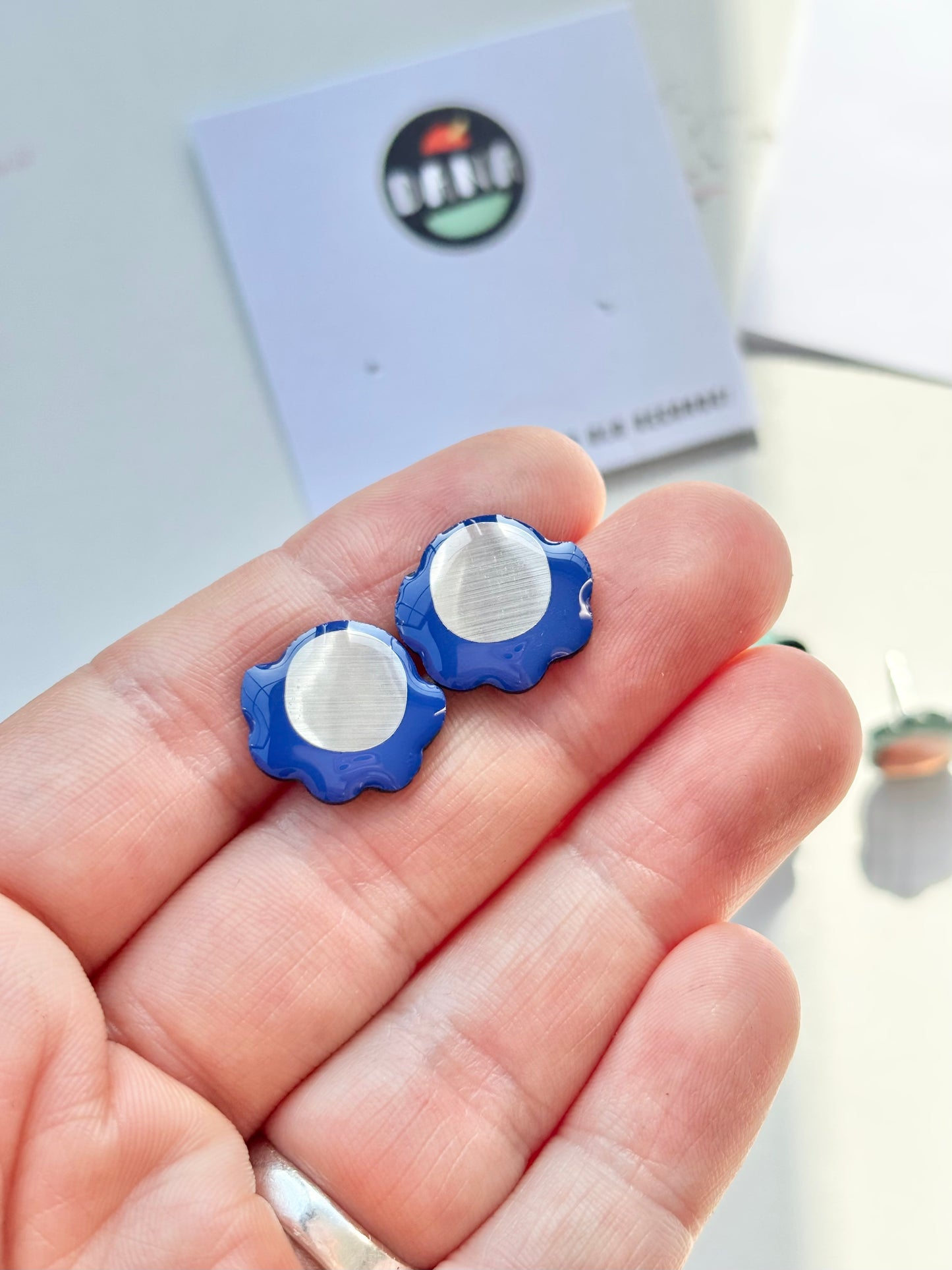 50% OFF large FROUFROU studs in royal blue and silver
