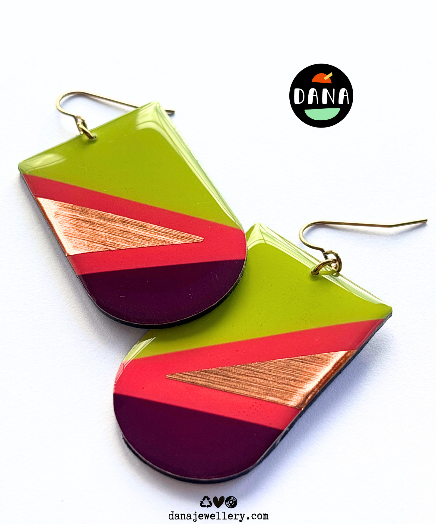 ZIGGY in lime green, deep orange, plum, copper