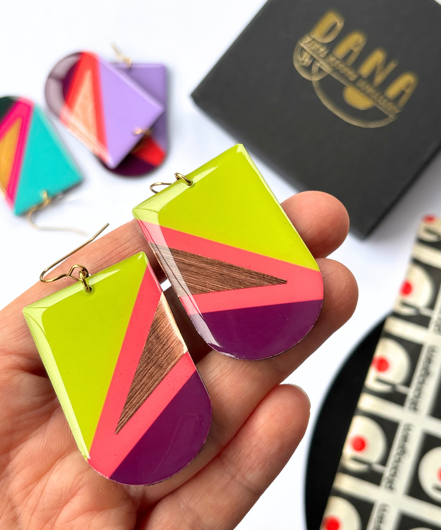 ZIGGY in lime green, deep orange, plum, copper