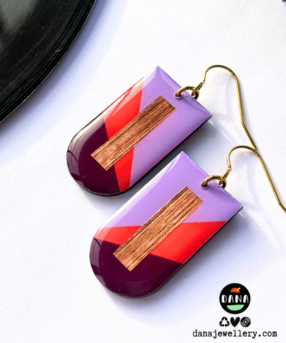 NINA in lilac, deep orange, plum, and copper