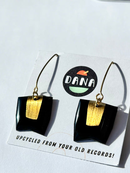 30% OFF Connie in black and gold / upcycled chic earrings