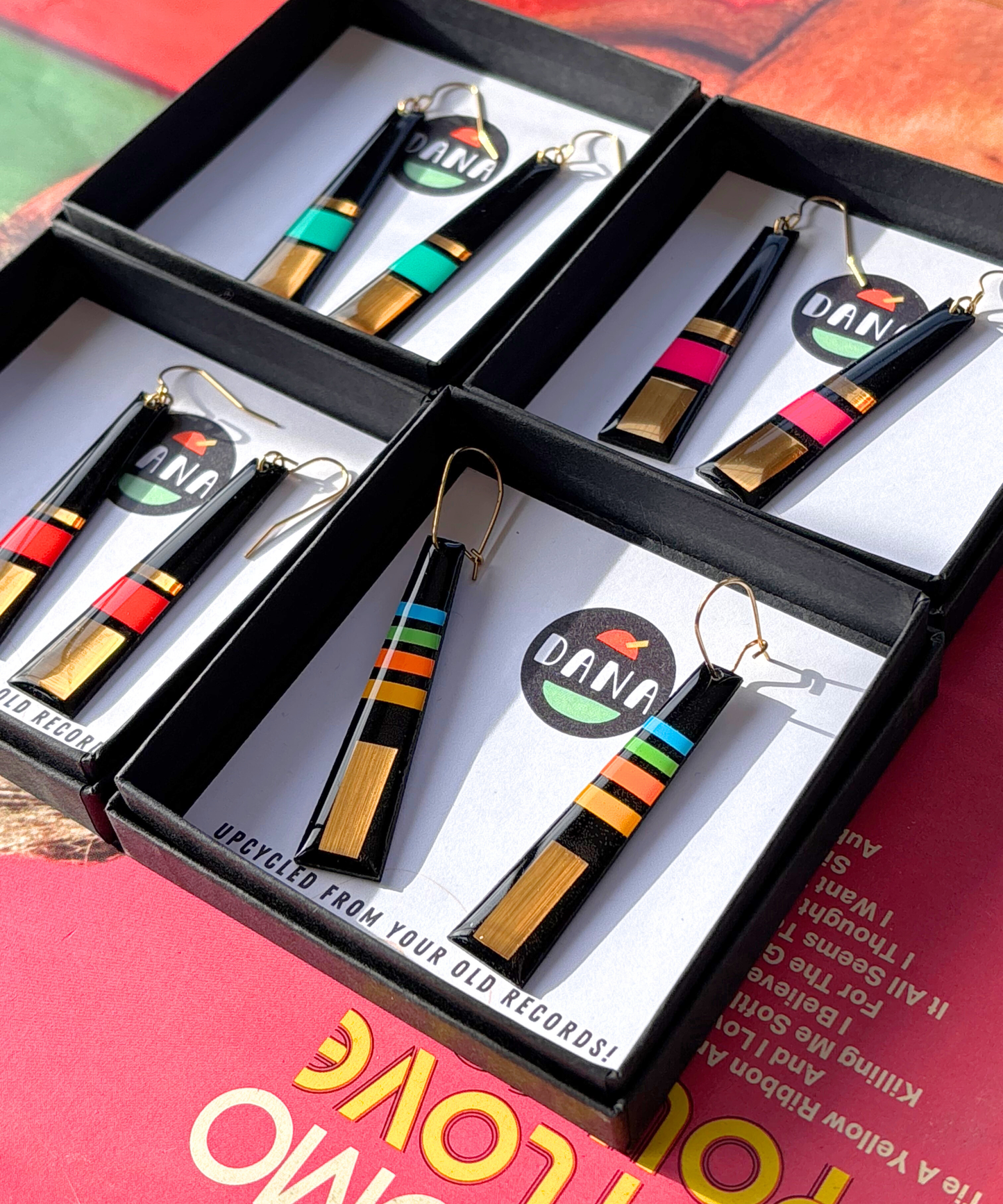 LIZZY retro inspired in blue, green, orange, yellow, and gold