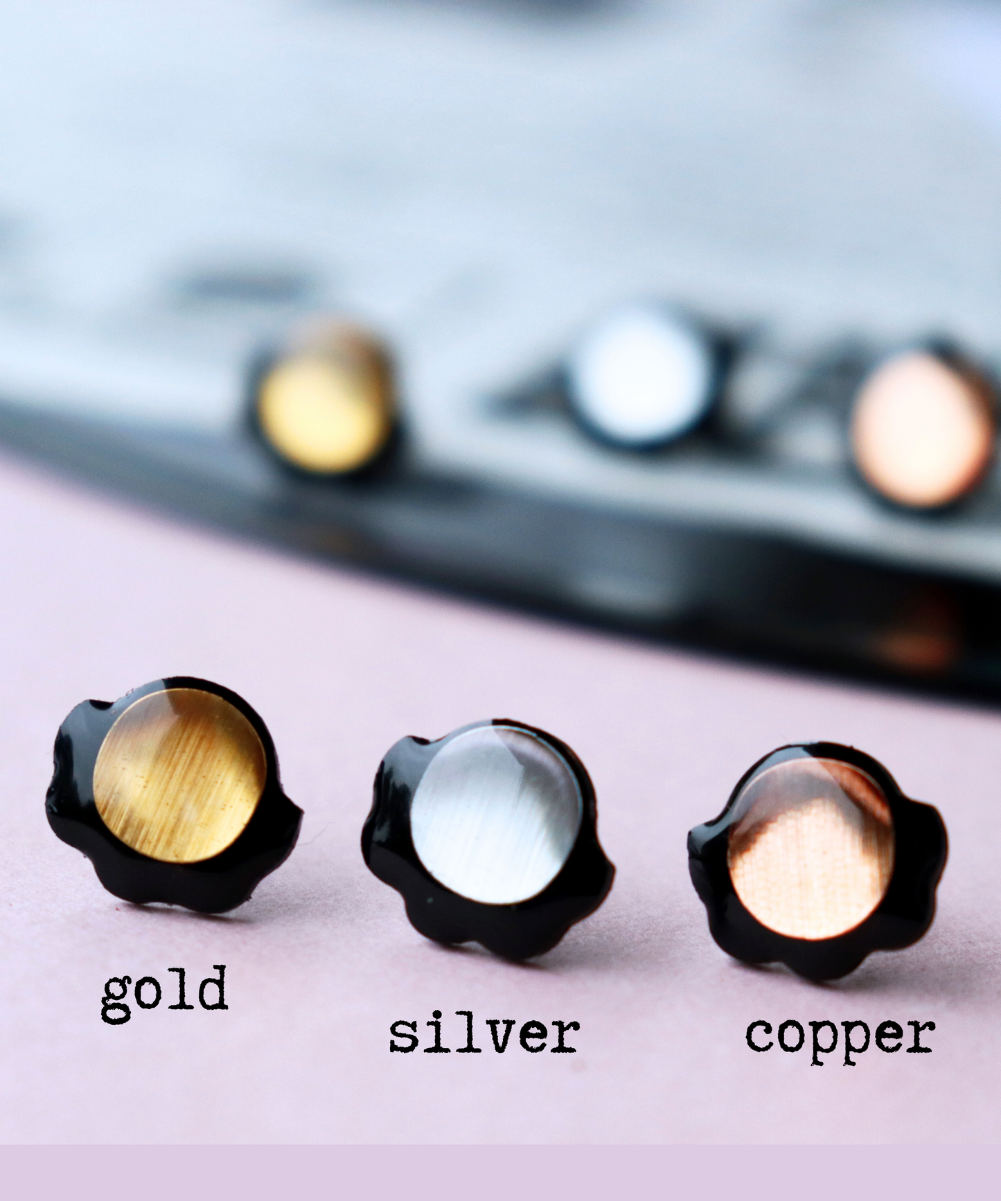 40% OFF black Froufrou studs - GOLD / SILVER / COPPER