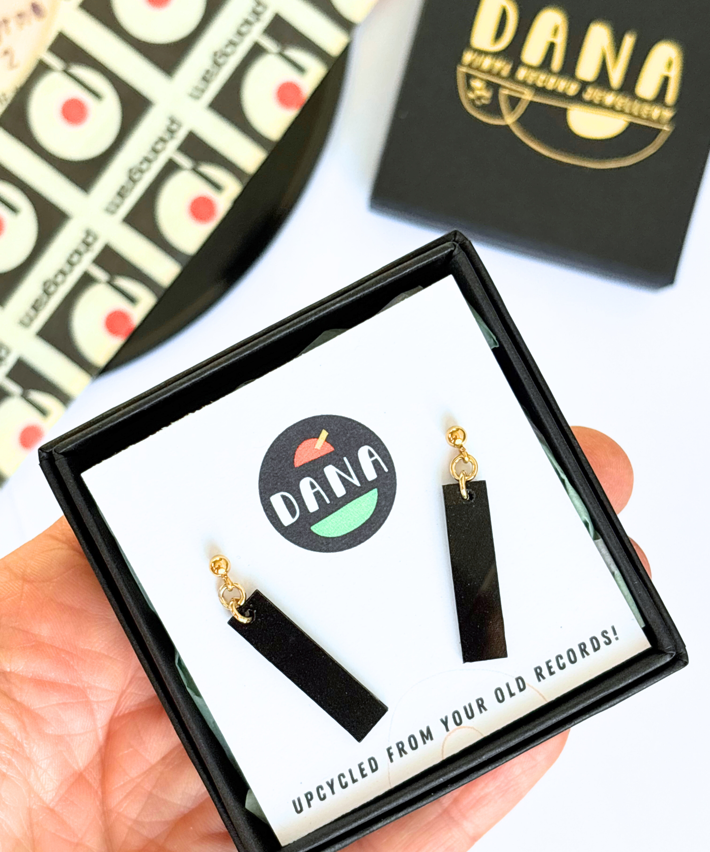 ALL BLACK small sticks recycled from a vinyl record