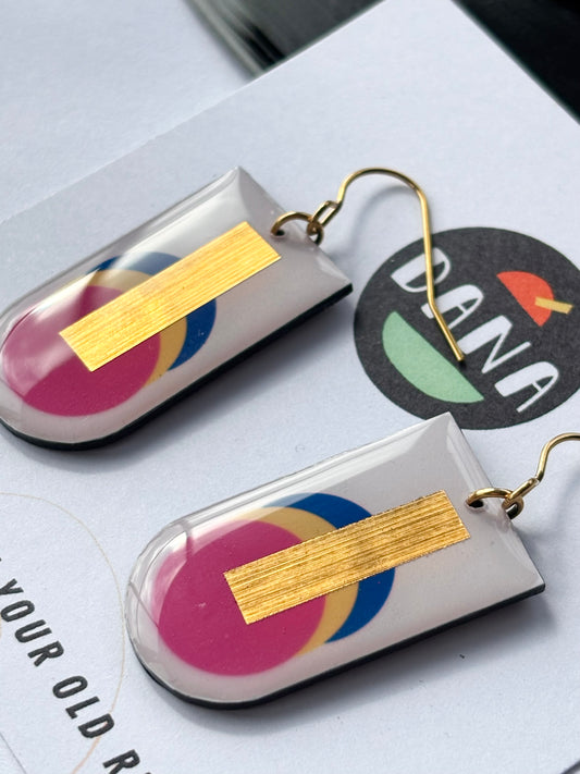 60% OFF Graphic earrings made in Ireland from recycled vinyl record