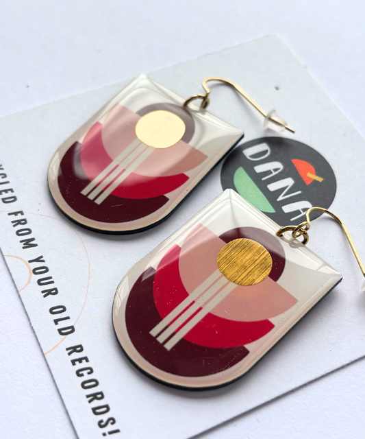 30% OFF ART DECO earrings in pink, red, burgundy, gold