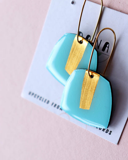 40% OFF BETTY no.2 in light blue & gold / vinyl record earrings