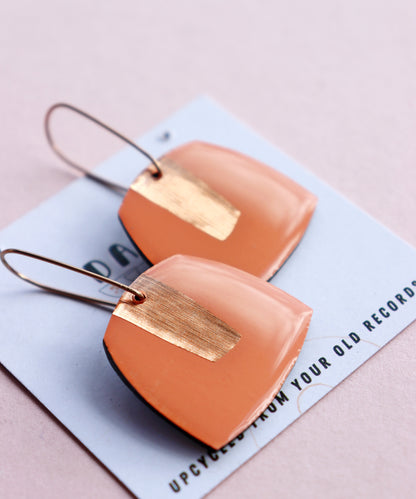 50% OFF BETTY no.2 in warm salmon pink & copper / vinyl record earrings (Copy)