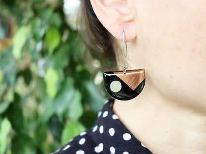 30% OFF upcycled record earrings in copper with a pop of silver / geometric contemporary Irish jewellery design