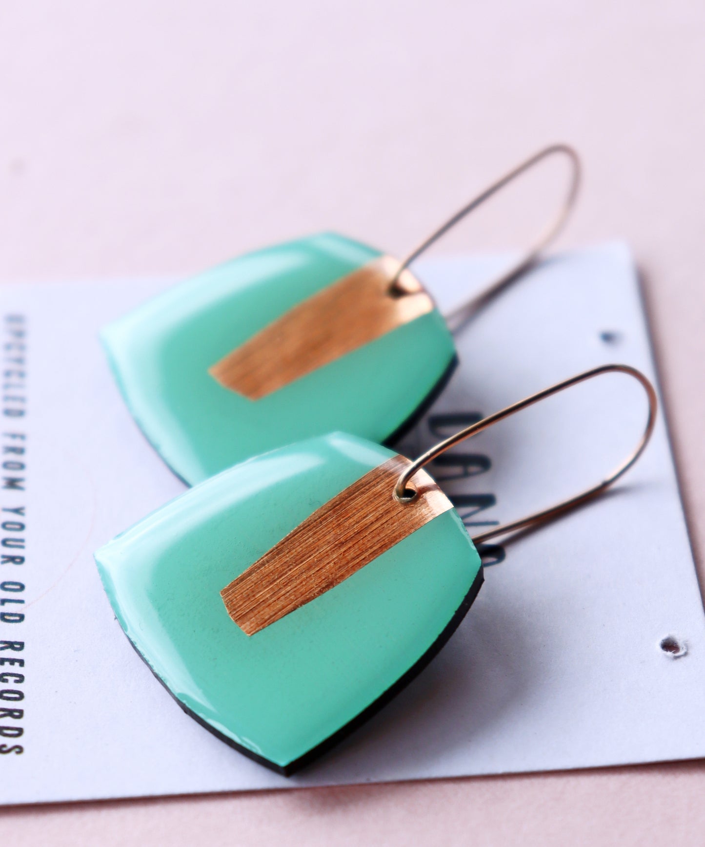 40% OFF BETTY no.2 in minty green & copper / vinyl record earrings