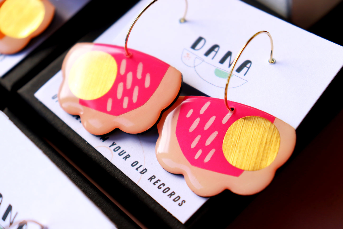 50% OFF / 3 pairs left / FROUFROU no.3 upcycled vinyl record earrings