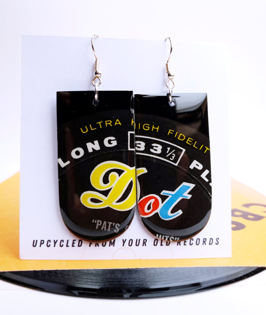 20% OFF large one of a kind black vinyl record earrings
